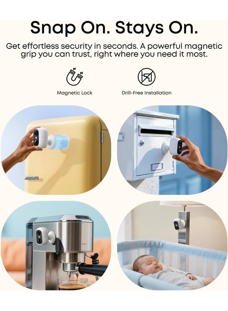 eufy Security eufyCam C35 4 Wireless Cameras for Int/East, Magnetic Mount, Color Night View, Local Memory, No Monthly Charge, IP67, Face Recognition, PV Panel Support, White - Image 2